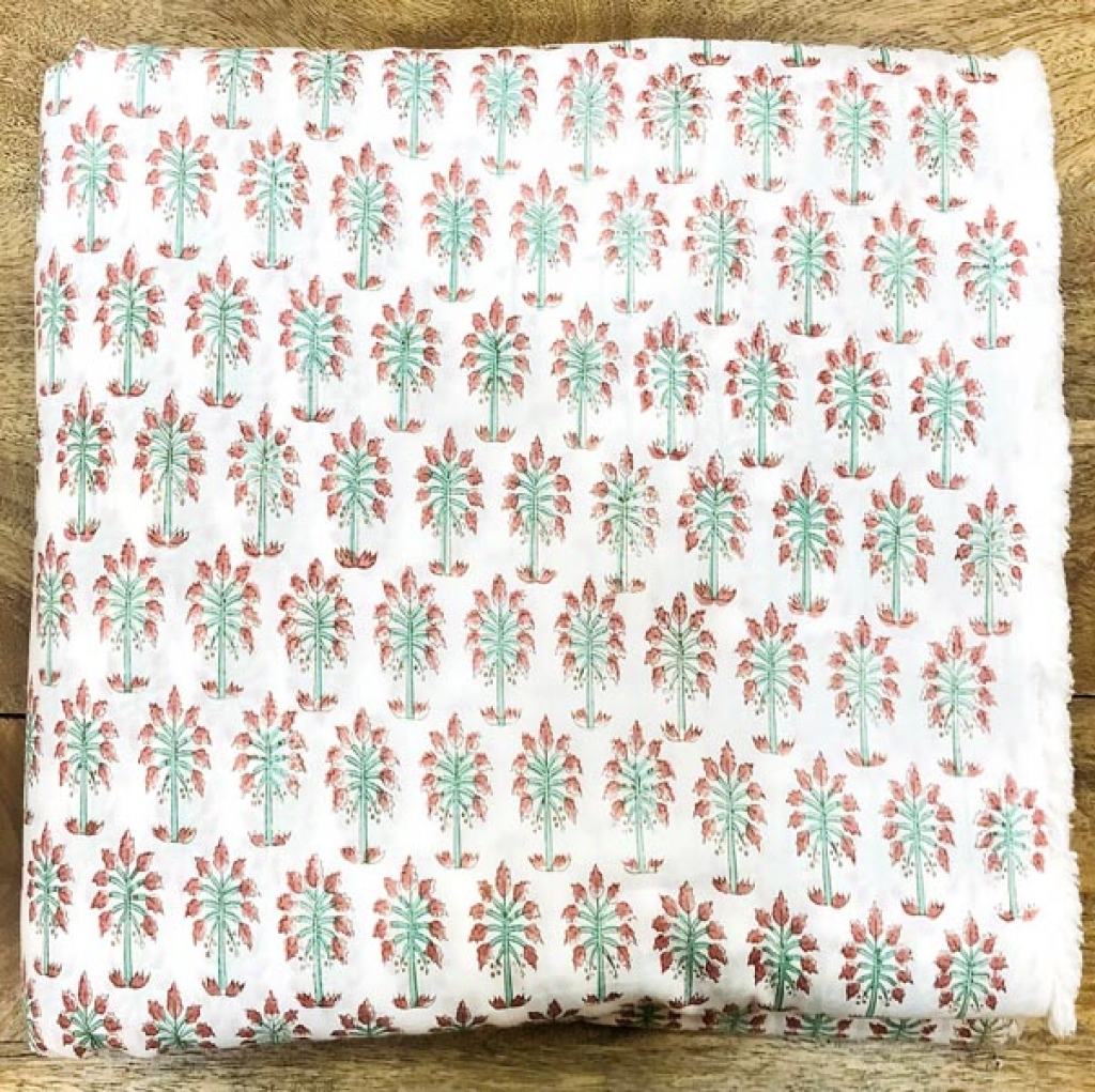 Small Buti Print Block Printed 100% Cotton Fabric , Indian hand Block Printed Fabric