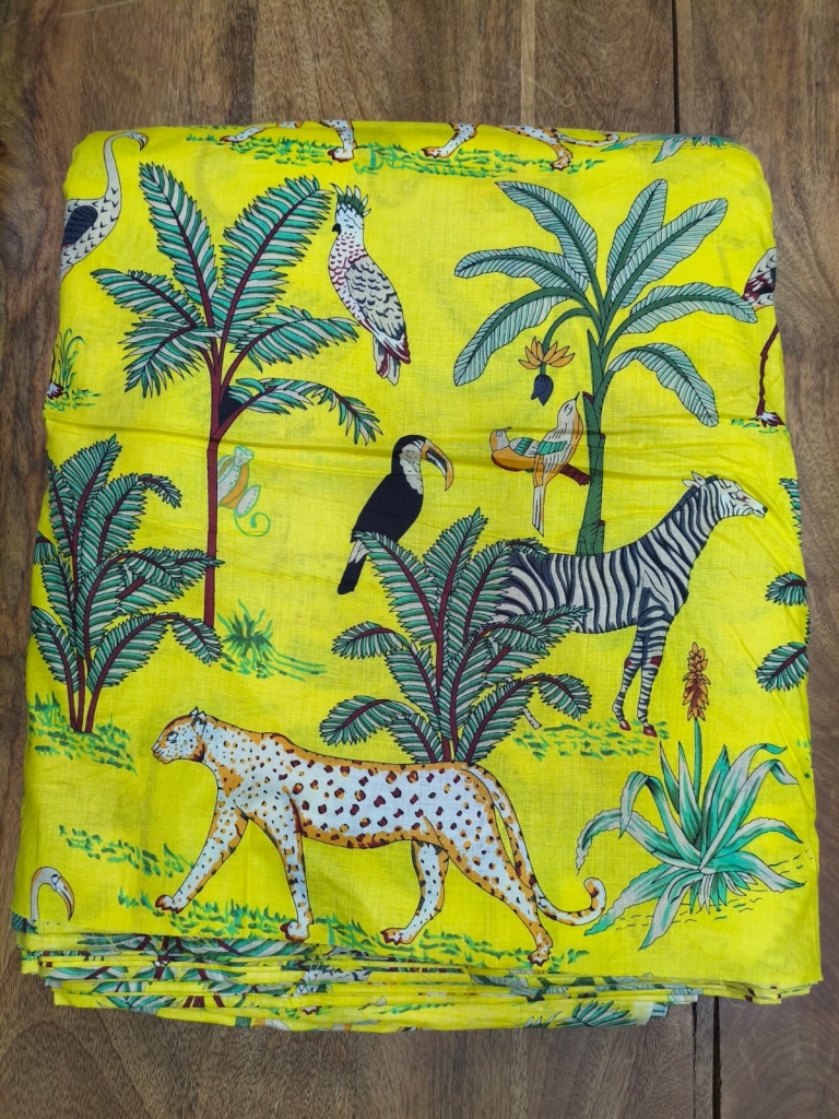 Animal prints Screen Printed Cotton Fabric