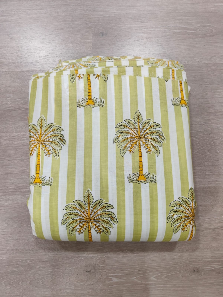 Screen Printed Cotton Fabric Tree Motif