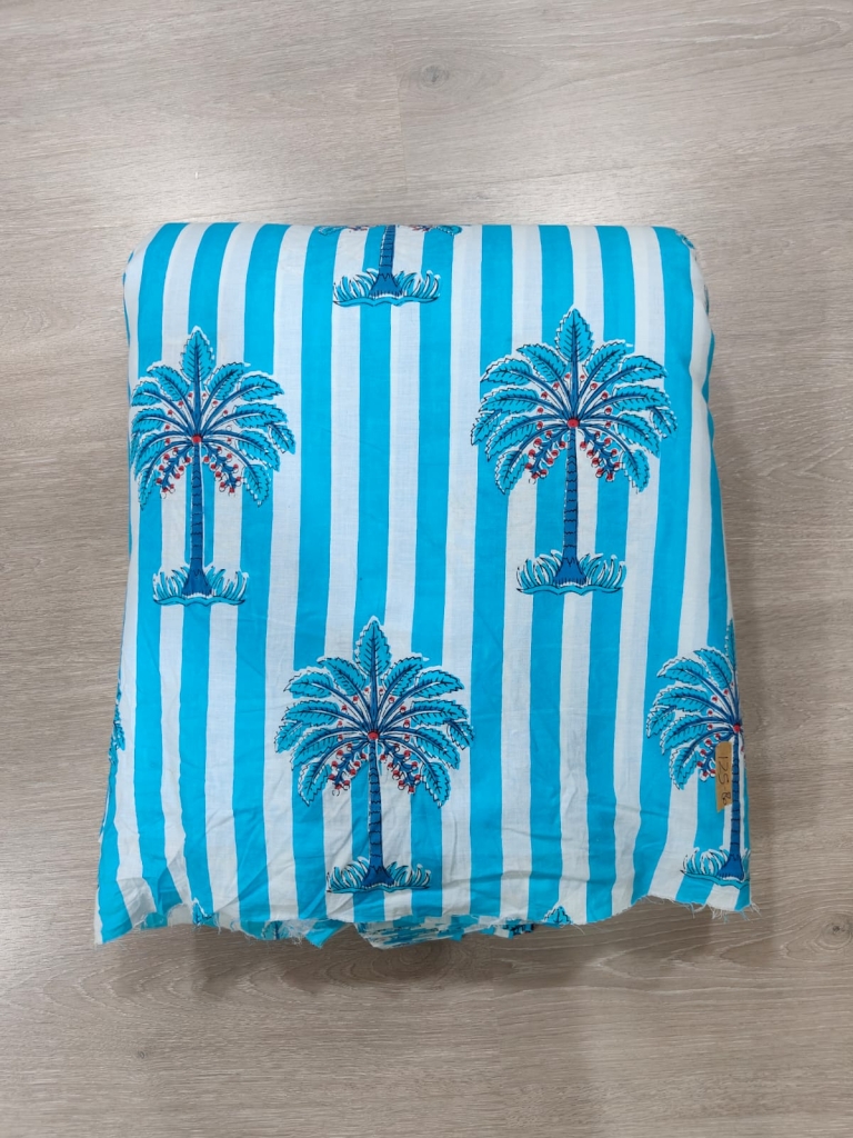 Screen Printed Cotton Fabric Tree Motif